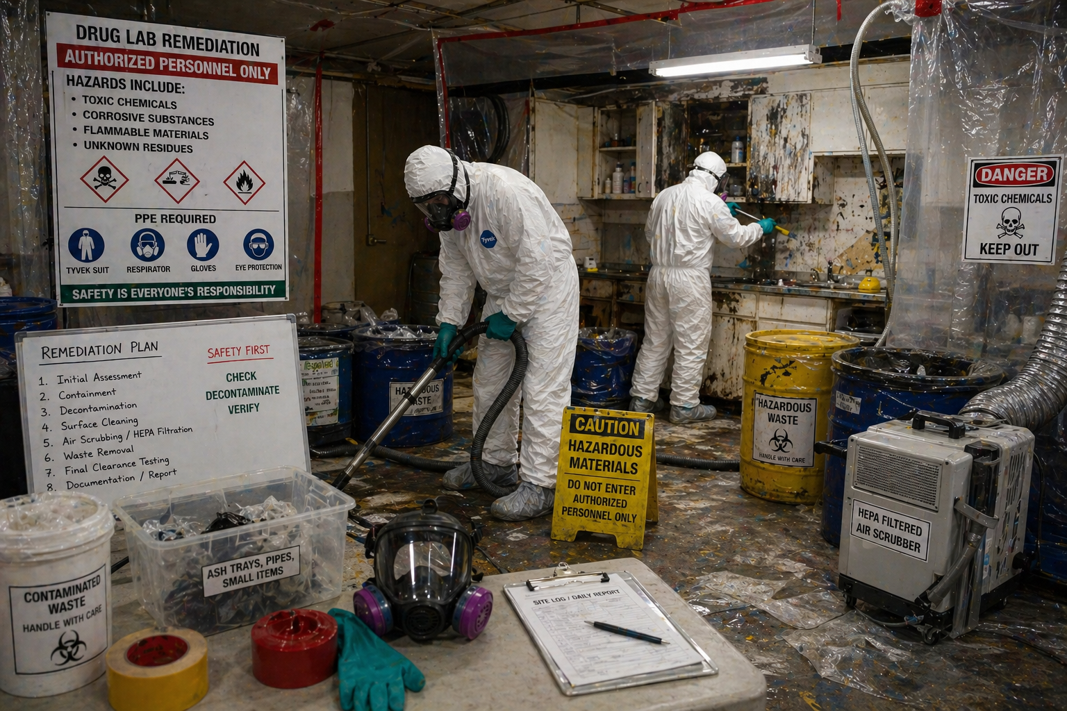 Drug lab remediation support